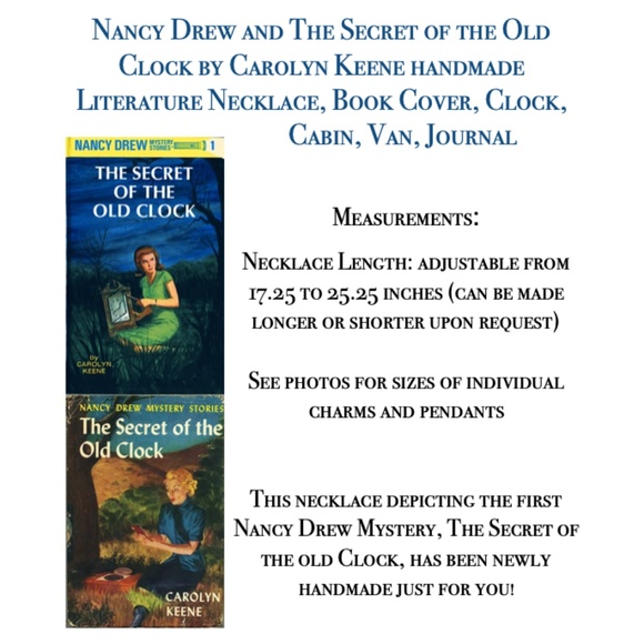 Nancy Drew Secret of the Old Clock by Carolyn Keene Handmade Literature Necklace - Picture 14 of 15